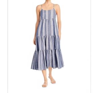 beachlunchlounge Blue and White Striped Midi Dress